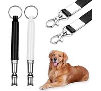 Opdent 2 Pcs Dog Ttraining Whistles，Adjustable Silent Dog Whistle，with Lanyard，Black and White