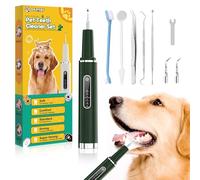 Opdent Dog Plaque Remover for Teeth - Pet Ultrasonic Tooth Cleaner, 6 Adjustable Modes Dog Teeth Cldaning Kit with LED Light, Cats and Dogs Tartar Remover for Teeth (Green, Large)
