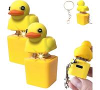 Opdestn 2PCS Duckies Quacking Keychain, Duckies Quacking Fidget Toy, Duck Fidget Toy, Quacking Duck Keychain, Quacking Keyboard Button Stress Reliever for Women, Men