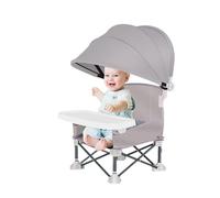 Opdestn Baby Folding Dining Chair | Portable Toddler Travel Seat with Eating Tray,Foldable Baby Seat with Sun Canopy for Home Outdoor Picnic Travel Lawn Camping Beach