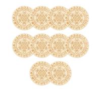 Opdestn Drink Coasters - 10 Piece Wooden Place Mat Tabletop - Geometric Pattern Cup Mat | for Tea, Home, Kitchen, Dining, Desk, Living Room, Bar, Housewarming, Birthday