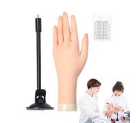 Opdestn Fake Hand for Nails,Hand Nail Practice - with Jelly Glue Suction Cup Bendable Soft Realistic Silicone Finger Model for Teen Girls Professionals Cosmetology School