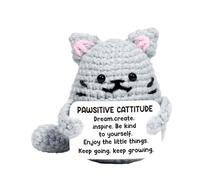 Opdestn Positive Animals, Crochet Stuffed Animal, Hand-woven Cat Toy for Friends Women Shelf Bedside Table Living Room