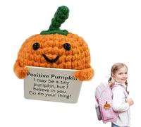 Opdestn Positive Pumpkin Crochet,Knitted Pumpkin - Cute Encouragement Toy with Card for Friend Boy Girl Youth Adult Bookshelf Student Home Bedside Table Dorm