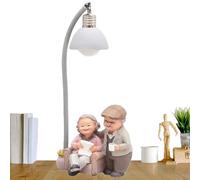 Opdestn Resin Statue, Elderly Couple Resin Figurine, Hand-Carved Heartwarming Decoration with Soft Light for Desk Bedroom Family Parents