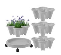 Opdestn Stackable Planter, Strawberry Tower 4 Garden Planter Pots, Vertical Display Gardening Accessories, Planting Tools Holder Flower Pots for Home Patio Outdoor Apartment