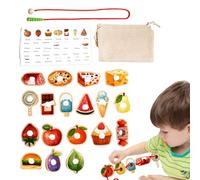 Opdestn Toddler Beads | Threading Toys - Stringing Educational Wooden Activities Sorting Development Learning for Ages 3 + Kids Boys Toddler Preschool