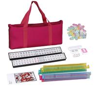 Opdestn US Mahjong Game Set - Small Mahjong Set with Carrying Bag,Complete Rulers Dices Beautiful Portable Size Mah Jongg Play for Home Learning Playing Seniors Beginners Adults