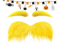 Opdestn Yellow Eyebrows and Mustache,Halloween Fake Dress-Up Accessories | Adults Role Play Beard Eyebrows,for Women Cosplayers Party Carnival Masquerades School Plays Photoshoot