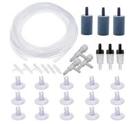 OPDUO 31 Pcs Air Pump Accessories for Fish Tank,16.5 ft Standard Airline Tubing,3 Bubble Release Air Stones,3 Check Valves,15 Suction Cup Clips,3 Air Switch Pump Valve Regulator,6 Connectors