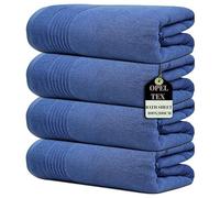 Opel tex Pack of 1, 2, 3, and 4 Large Super Jumbo Bath Sheets 100 x 200 cm 100% Egyptian Cotton Big Bath Sheet Towels Body Wrapped XL Bathroom Towels (4, Blue)