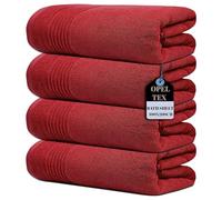 Opel tex Pack of 1, 2, 3, and 4 Large Super Jumbo Bath Sheets 100 x 200 cm 100% Egyptian Cotton Big Bath Sheet Towels Body Wrapped XL Bathroom Towels (1, Red)