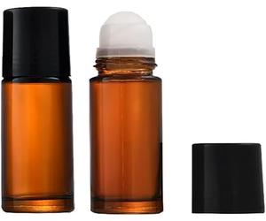Opemg 2Pcs Brown 50ml Glass Essential Oil Roller Bottles Refillable Roll on Bottles Empty Deodorant Bottle Containers Rollerball for Fragrance Roller Refillable Containers Accessories