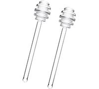 Opemg 2Pcs Mini Honey Dippers - 6 Inch Clear Glass Honey Spoon Dipper, Syrup Stirring Stick for Kitchen, Jam Jar Dispense, Drizzle, Party Favors