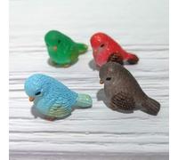 Opemg 4 Pcs Mini Resin Birds, Miniature Bird Figurines, Fairy Garden Accessories and Supplies, Micro Landscape, Bonsai Craft Decor Garden Sculptures and Statues (4 Color B)