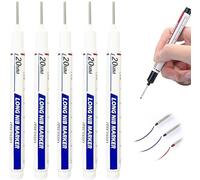 Opemg 5Pcs Long Head Deep Hole Marker Pens,Permanent Markers, For Woodworking (White)