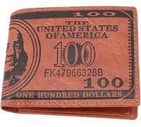 Opemg Dark Brown Mens US $100 Dollar Bill Leather Bifold Card Holder Wallet Handbag Purse Leather Credit Card Photo Holder