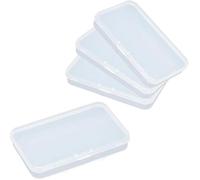 Opemg Pack of 4 Clear Polypropylene Rectangle Mini Storage Containers Box with Hinged Lid for Card,Accessories,Crafts,Learning Supplies,Screws,Drills,Battery,4.8" x 2.9" x 0.67" Accessories
