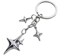 Opemg Silver Cute Star Moon KeychainStainless Steel Key Ring Purse Handbag Backpack Bag Charms Car Holder Convenient to Carry Decoration Small in Size,Keyrings Aesthetic Accessories Key Chain Gift