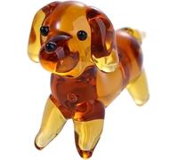 Opemg Yellow Handmade Mini Puppy Hand Blown Glass Ornaments Miniature Dog Figurine Desktop Decoration Crystal Cute Dog Figurines Collection Cut Glass Ornament Creative Decor Collectibles
