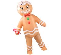 Opemon Christmas Inflatable Gingerbread Men Costume Adult Outfit Unisex Onesie Full Body Funny Costumes Men Women Fancy Dress Blow Up Suit for Halloween Xmas Holiday Cosplay Parties