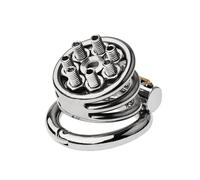 Open and Close Clasp Chastity Lock Metal Hollow Adjustable Chastity Cage Invisible Lock Stainless Steel Penis Cage for Men BDSM Bondage Cock Cage Sex Toys to Prevent Erection for Male