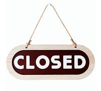 Open and Closed Business Sign Wooden Double-sided Door Sign Reversible Door Sign with Rope for Coffee Bar Shop