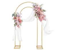 Open Arch Backdrop Stand Gold Metal Double Arch Backdrop Stand U Shaped Frame 7.2ft×4ft Flower Arches for Wedding Ceremony Baby Shower Birthday Garden Arch Party Decorations