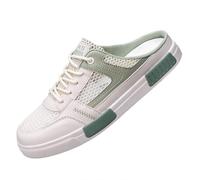 Open Back Sneakers for Men,Mesh Slip On Mules for Men,Mens Backless Trainers,Men's Slip On Mule Sneakers,All-Match Casual Mule Open Back Sneakers,Breathable,Non Slip,for Daily Outing Green