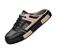 Open Back Sneakers for Men,Mesh Slip On Mules for Men,Mens Backless Trainers,Men's Slip On Mule Sneakers,All-Match Casual Mule Open Back Sneakers,Breathable,Non Slip,for Daily Outing Black