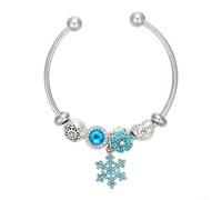 Open Bangle Bracelet Snowflake Pendant Zinc Alloy