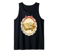 Open Bible and Cross Vintage Christian Lace Frame Tank Top