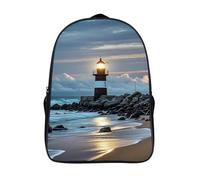 Open Book And Light Laptop Backpack for Men & Women Travel Daypack with Pockets, Work Bag for Office 16 In, Sea Lighthouse, 40x28x16cm, Daypack Backpacks