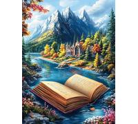 Open Book in Mountain River Landscape 1000 Pieces Premium Jigsaw Puzzle Mitos Cuento De Hadas Adult Jigsaws Educational Challenge Mental Exercise Wall Art Winter Rigid Cardboard 1000 PCS