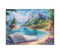 Open Book Mountain Lake 500 Piece Jigsaw Puzzle for Adults Winter Evening Activity Cozy Relaxation Detailed Artwork Ideal Housewarming Gift 500 PCS