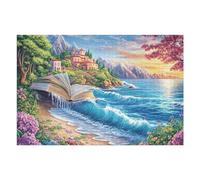 Open Book Ocean Wave Forest Wild Nature Beautiful 1000 Piece Jigsaw Puzzle for Adults Fun Enjoyable And Relaxing Perfect Hobby for Adults And Friends 1000 PCS（75x50cm）