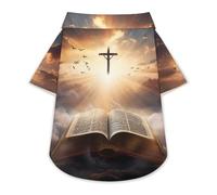 Open Book Pet Shirt Button Up Summer Clothes Breathable T-Shirt for Small Medium Dogs Cats