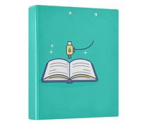 Open Book Teal Blue 3 - Ring Binders with 1.57" Round Rings Fit 200 Sheets of 8.5x11 Inches Paper for School Meeting Office Classroom Home, 12.4x10.63x2.36 Inches