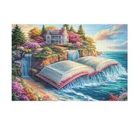 Open Book Waterfall 1000 Pieces Premium Jigsaw Puzzle Adult Jigsaws Educational Challenge Mental Exercise Wall Art Winter Durable Cardboard 1000 PCS