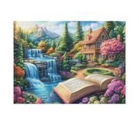 Open Book Waterfall 500 Piece Pack Classic Jigsaw Puzzle Couple Puzzle Partners Ultra Difficult Wall Decor Easter New Year Eco Friendly Cardboard 500 PCS