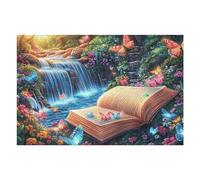 Open Book Waterfall Forest Wild Nature Rural 1000 Piece Jigsaw Puzzle for Adults Jigsaw After School Activity for Teens Stress Buster Whimsical Gift Idea Stylish Home Decor 1000 PCS