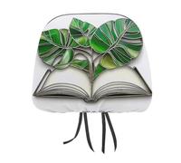 Open Book with Lush Monstera Plant Leaves Printed Car Headrest Cover,2 Pieces, Elastic Comfort Head Rest Cover for Women Men, Universal Fits Most Cars Van SUV Truck, Car Interior Decor Accessories