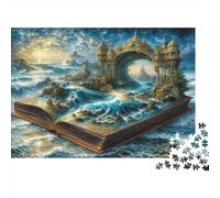 Open Book with Train,clock,and London Landmarks Jigsaw Puzzles Puzzles for Adults Kids. 1000 Pieces Whimsical Challenge Toy Educational Game Home Decoration for Educational Games Gifts 70x50cm/1000pc