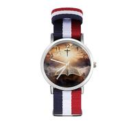 Open Book Wrist Watches with Scale for Men Women Casual Braided Strap Easy Reader for Work Workout