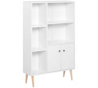 Homcom Cabinet Shelves Bookcase Storage Unit Free Standing W/ Two Doors White