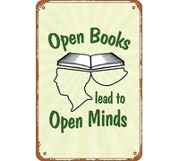 Open Books Lead To Open Minds Classroom Metal Tin Signs Room Stuff Wall Decor Sign 8x12 Inch