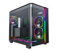 Open Box Montech KING 95 PRO Black Mid Tower Dual Chamber Case with 6