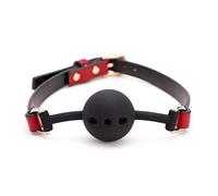 Open Breathable Mouth Ball Silicone Ball Adjustable Belt Costume Accessory(Black&Red) Role-Playing Game Entertainment Tools
