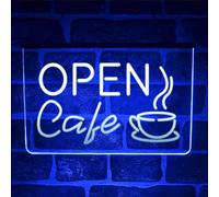 Open Cafe LED Neon Light Sign | Multicolour Hanging Wall or Window Decor for Coffee Shop, Restaurant, Bar & Bakery | USB Powered (Red)