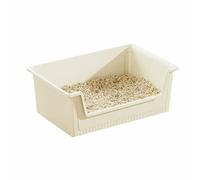Open Cat Potty Pan, Anti Splashing Low Entrance Kitty Tray, with High Sided, Household Litter Box for Big Cats and Multi Cat(White,45.3cm)